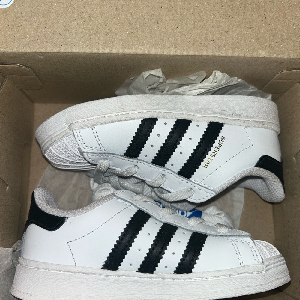 Adidas Kids Superstar White with Black Stripes Sneakers